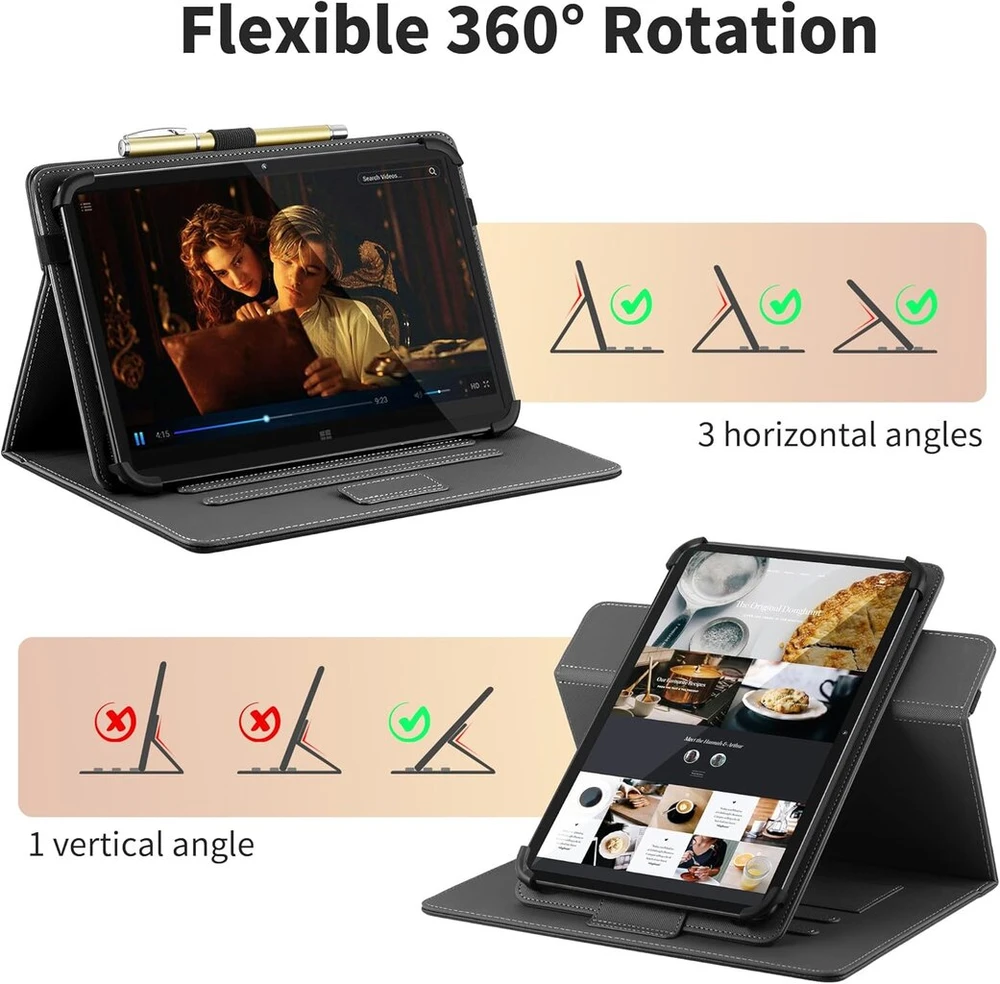 Easyacc universalus dėklas, skirtas honor pad x8a /blackview tab90 tab60 wifi/sgin planšetiniam kompiuteriui/cheerjoy planšetiniam kompiuteriui/colorroom planšetiniam kompiuteriui, 360 laipsnių besisukantis dėklas 10-11 colių planšetiniam kompiuteriui, pi