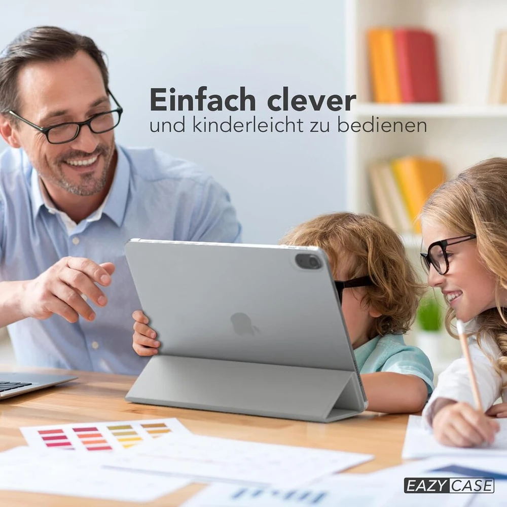 Eazy Case - apsauginis dėklas, skirtas Ipad Air 4 / Air 5 10.9 colių Smart Cover planšetiniam kompiuteriui, išmanusis dėklas su stovo funkcija, miego režimo funkcija, dirbtinė oda, baltas