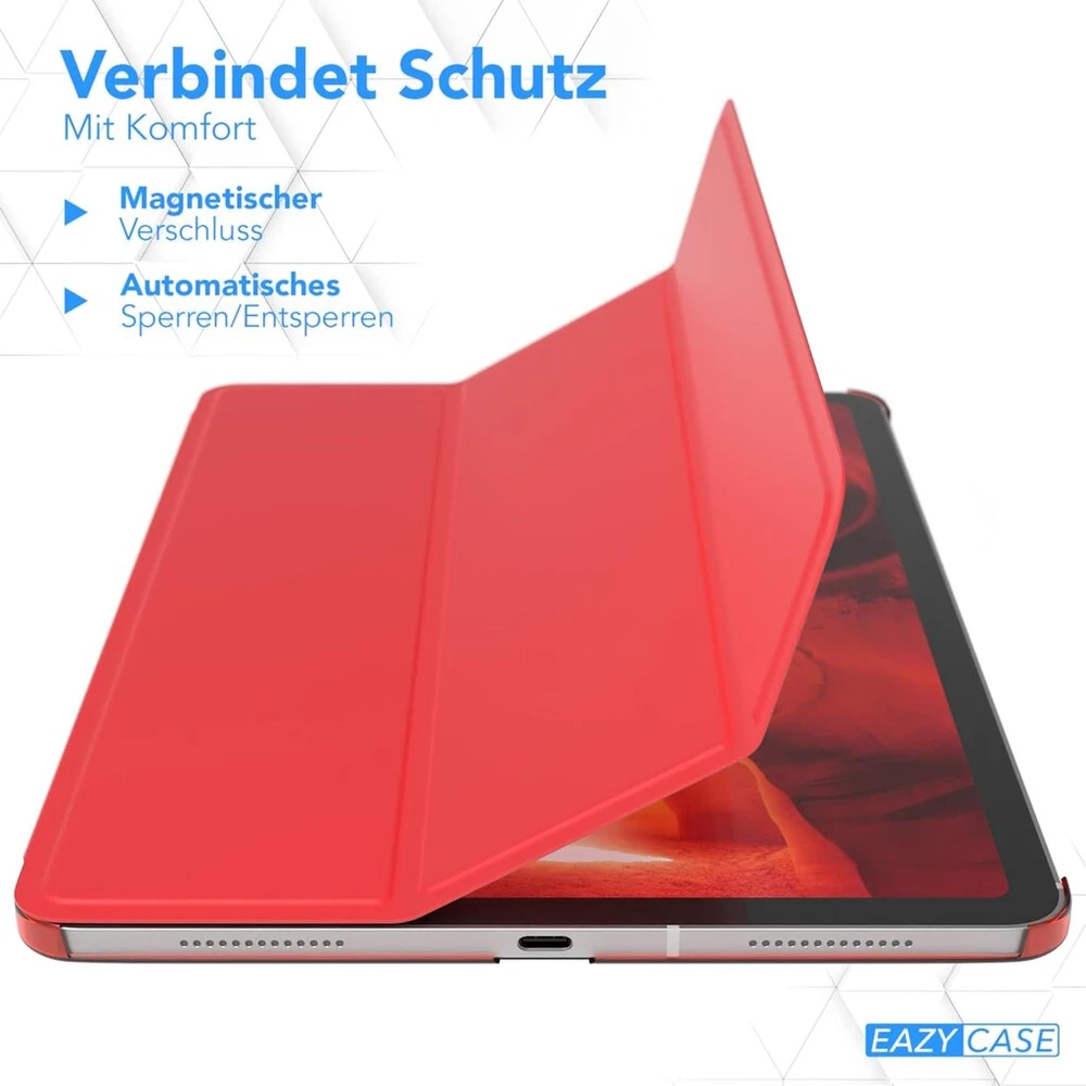 Eazy Case dėklas, skirtas Ipad Pro 11 colių [modelis 2018/2020/2021/2022] - 11 colių dėklas, skirtas Ipad 11 Pro - Tabletės viršelis - Smart dėklas stovui - Sulankstomas dėklas Auto Sleep Wake Up Raudona