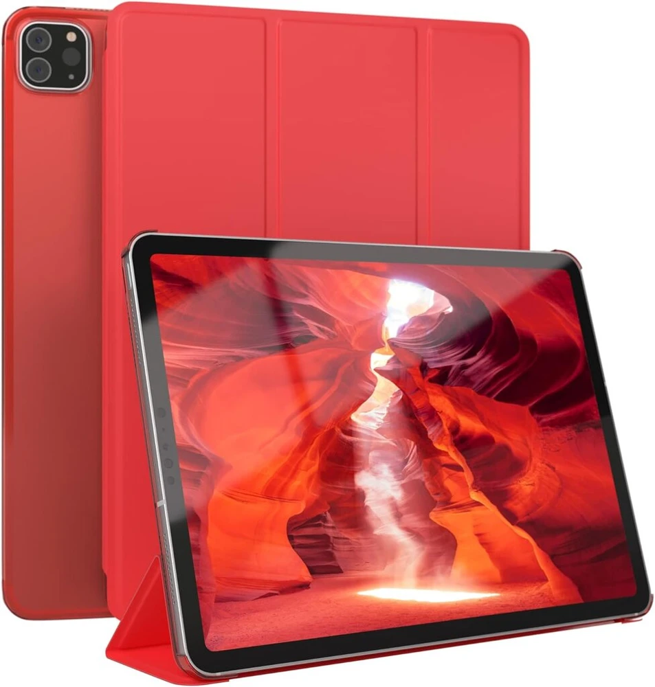 Eazy Case dėklas, skirtas Ipad Pro 11 colių [modelis 2018/2020/2021/2022] - 11 colių dėklas, skirtas Ipad 11 Pro - Tabletės viršelis - Smart dėklas stovui - Sulankstomas dėklas Auto Sleep Wake Up Raudona