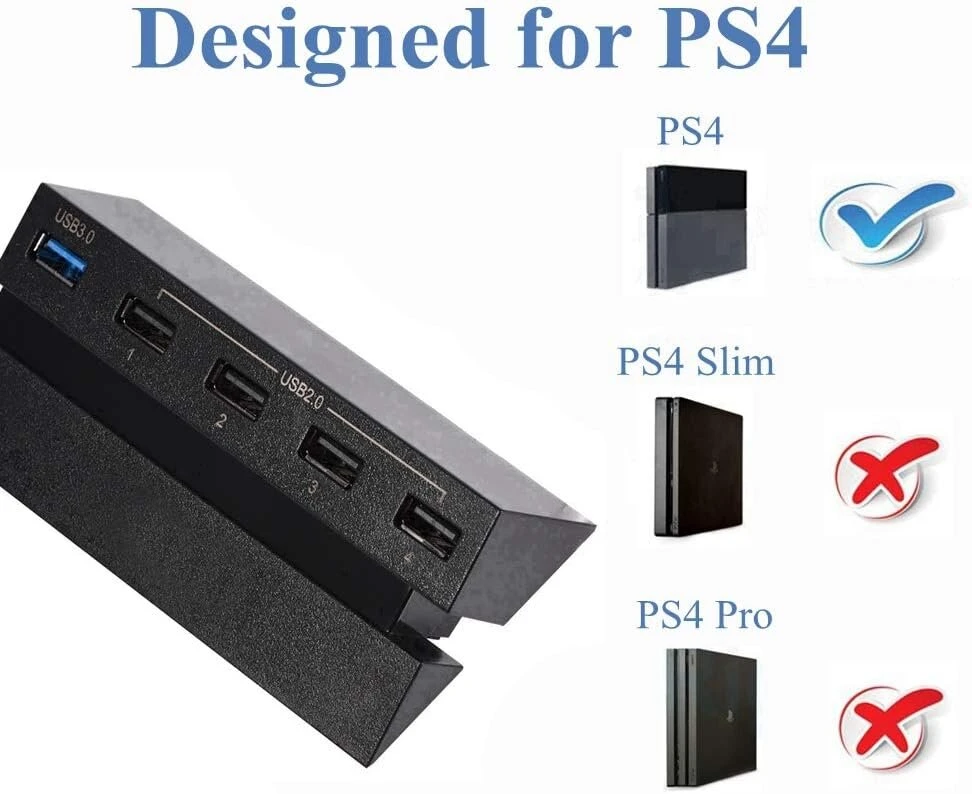 Eboxer 5 prievadų usb 3.0/2.0 didelės spartos plėtimo usb šakotuvas valdiklio adapterio jungtis, skirta sony 4 žaidimų konsolei