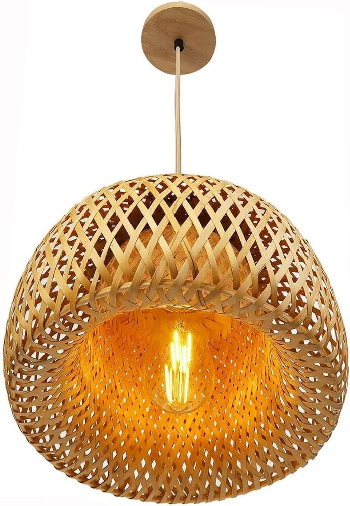 Ecogehen vintažinis rotango šviestuvas pakabinamas šviestuvas E27 boho gaubtas bambuko pakabinamas šviestuvas miegamojo medinis krepšelis lempa valgomojo stalo lempa svetainės lempa pakabinamas krepšelis lubų lempa valgomajam