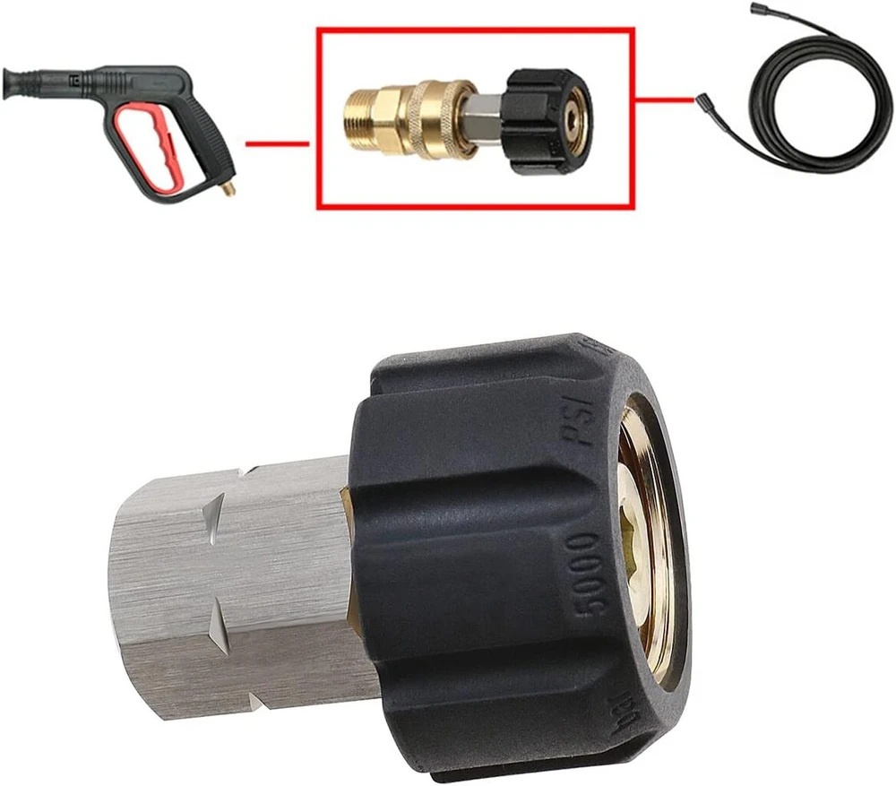 Ecsing slėgio plovimo adapteris, metrinis m22 į 1/4" npt vidinį sriegį slėgio plovimo žarnos adapteris