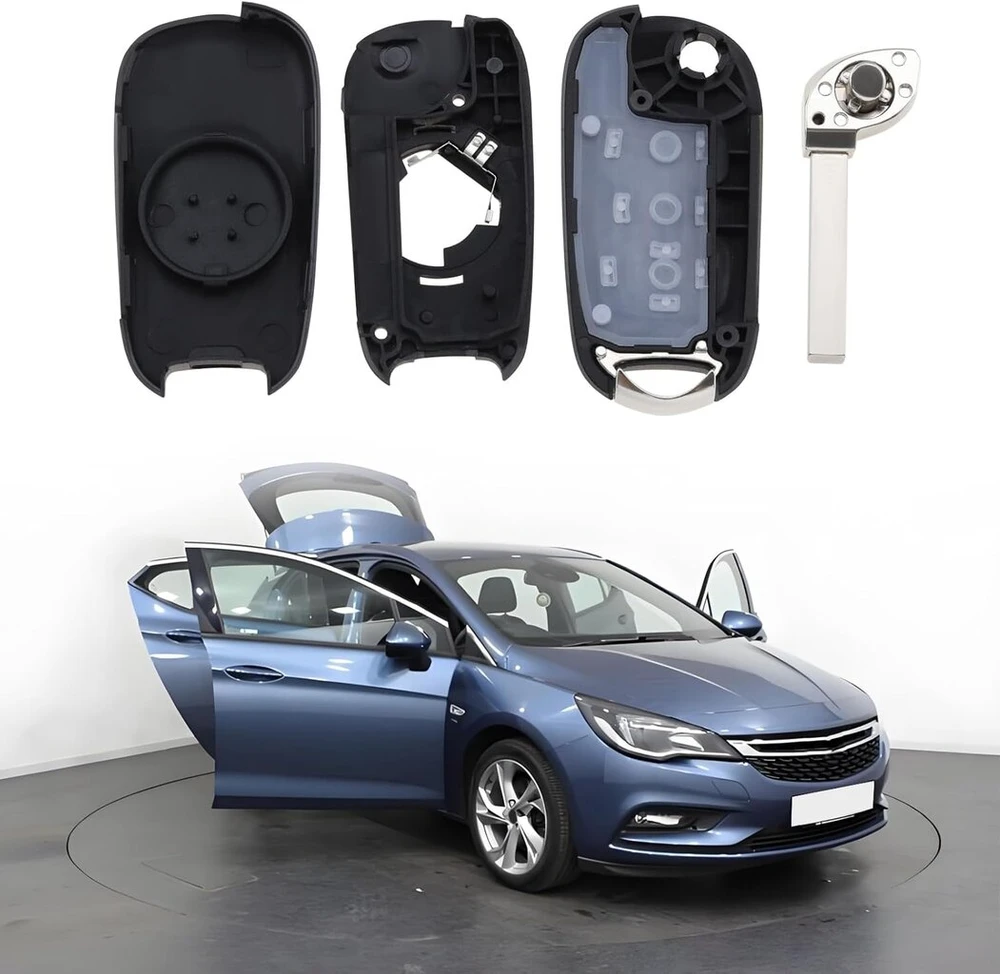Ecsing Sulankstomas automobilio nuotolinio rakto dėklas su 2 mygtukais, suderinamas su vauxhall astra k 2015 2016 2017 2018 2019 2020, suderinamas su opel pakaitiniu rakto korpusu