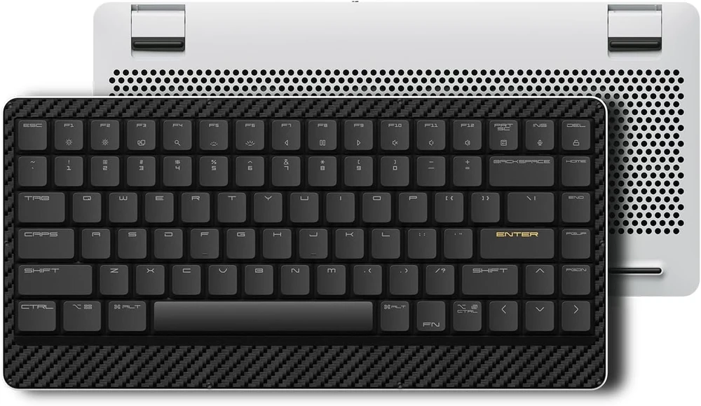 Edge žemo profilio mechaninė klaviatūra, 75% įkraunama ir laidinė jungtis, skirta Window, Mac/pom jungikliai 2.0, anglies pluošto viršutinis dėklas, Mg lydinys (metalinė sidabrinė) Us išdėstymas