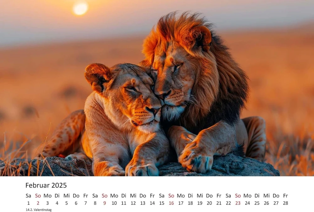 Edition Seidel Premium kalendorius Fascination Lions 2025 formatas Din A3 sieninis kalendorius gyvūnų kalendorius Afrika laukiniai gyvūnai plėšrūnas katė liūtas didelis katinas liūtas