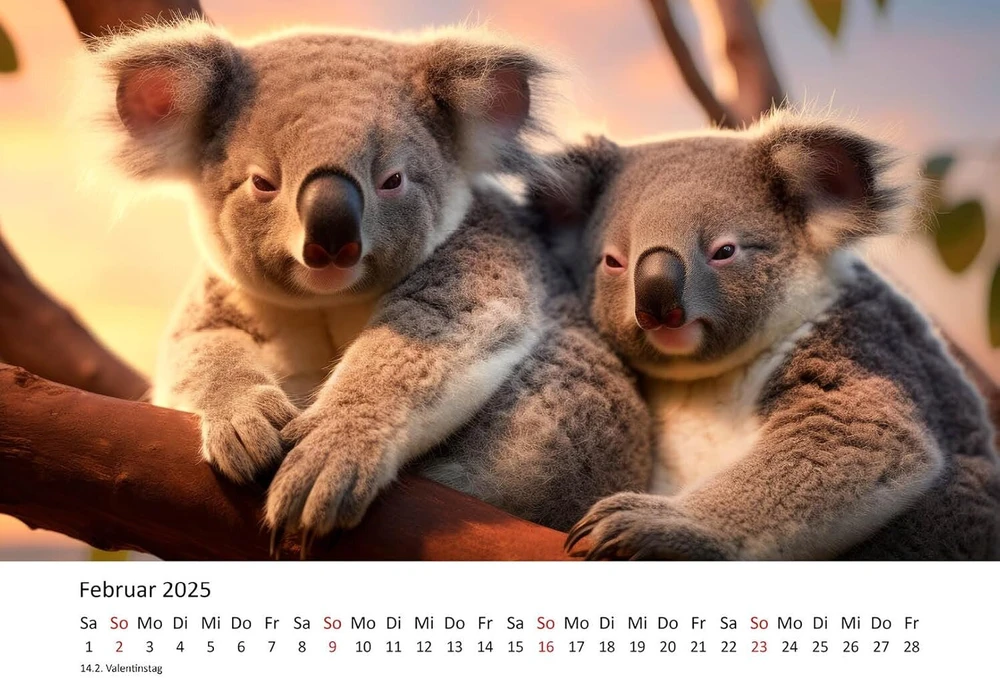 Edition Seidel Premium kalendorius Koala 2025, formatas Din A3, sieninis kalendorius, gyvūnų kalendorius, Australija, gyvūnas koala, eukaliptų miškas, žinduolis, Melanie Viola