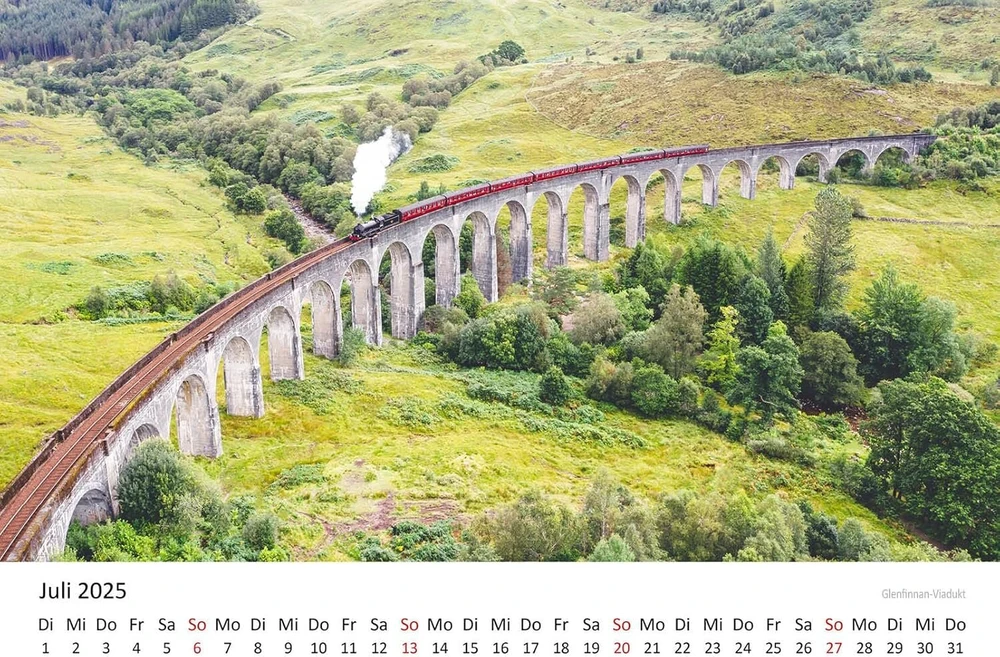 Edition Seidel Premium kalendorius Škotija 2025 formatas Din A3 sieninis kalendorius Europa Didžioji Britanija Aukštumos Edinburgas Skye sala jūra staigus krantas