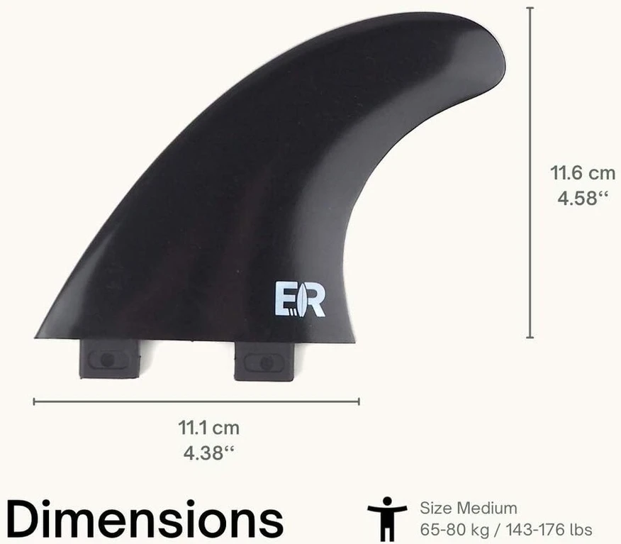 Eisbach Riders banglenčių Fcs thruster tipo pelekų komplektas su pelekų raktu (dydis G5 Medium) - pelekai banglentėms ir Sup (juodi/balti)