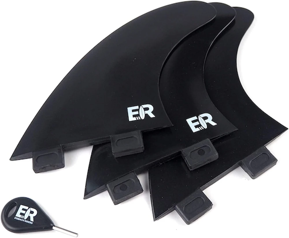 Eisbach Riders banglenčių Fcs thruster tipo pelekų komplektas su pelekų raktu (dydis G5 Medium) - pelekai banglentėms ir Sup (juodi/balti)