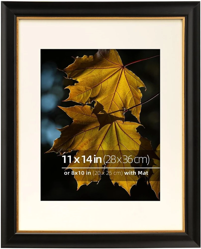 Eitida vintažinis nuotraukų rėmelis 28 x 36 cm arba 20 x 25 cm su pasportu, tvirtas medinis rėmas juodos ir aukso spalvos, antikvarinis retro rėmas su tikru stiklu, skirtas nuotraukoms, meno kūriniams ant sienos arba stalo