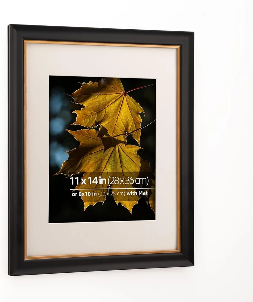 Eitida vintažinis nuotraukų rėmelis 28 x 36 cm arba 20 x 25 cm su pasportu, tvirtas medinis rėmas juodos ir aukso spalvos, antikvarinis retro rėmas su tikru stiklu, skirtas nuotraukoms, meno kūriniams ant sienos arba stalo