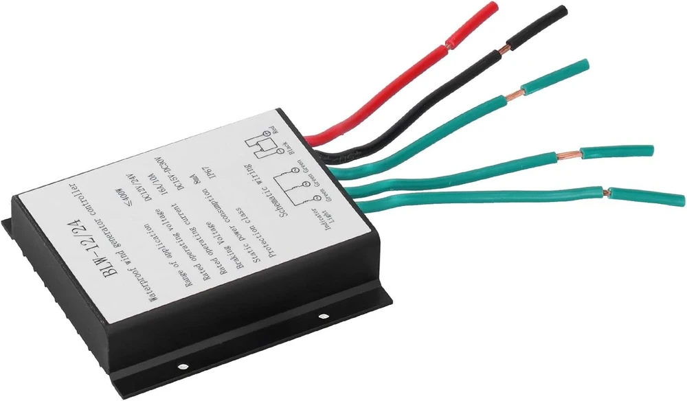 Ejoyous vėjo jėgainės generatoriaus valdiklis, 12 V/24 V, 400 W, automatinis įkrovimo valdiklis, atsparus vandeniui Ip67, juodas, Blw-12/24