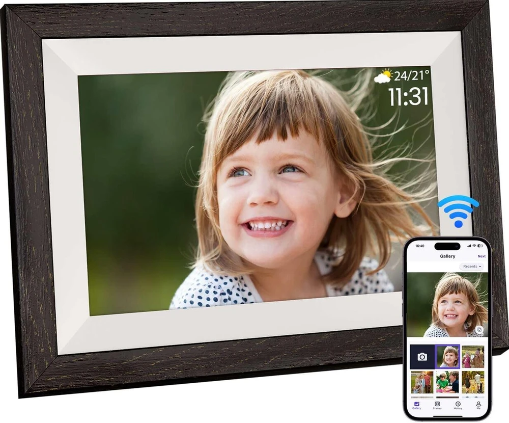 Ekasoco Wifi Skaitmeninis Nuotraukų Rėmelis 10.1 Colių, 1280 x 800 Hd Ips Jutiklinis Ekranas Elektroninis Nuotraukų Rėmelis su 32 Gb Atmintimi, Automatinis Pasukimas, Dalinkitės Nuotraukomis/video Iškart per Programėlę iš Uberall