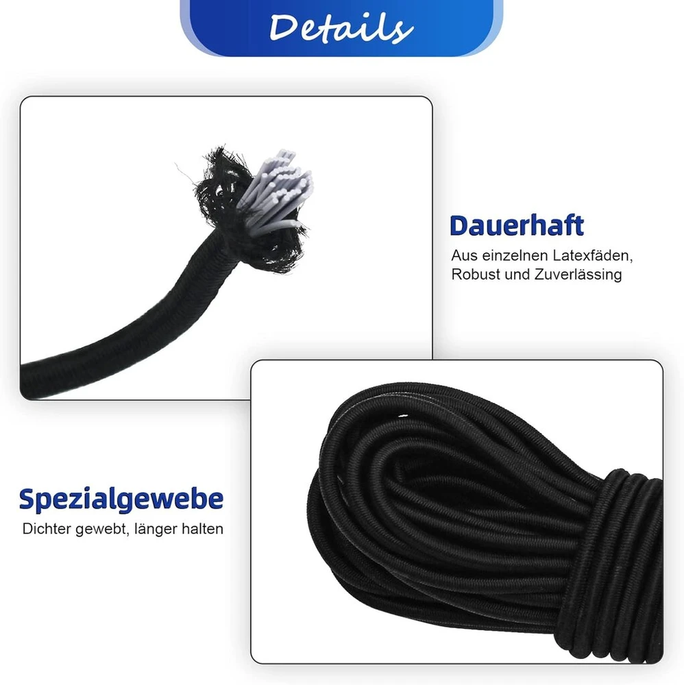 Elastinis lynas 4 mm x 15 m su kabliais ir rutuliukais