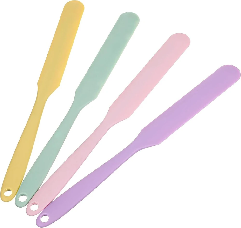 Elevatetech 4 dalių 24 cm silikoninių mentelių rinkinys, nelipnios guminės mentelės, karščiui atsparių virtuvės įrankių rinkinys, raugo priedai, kepimo priedai, galima plauti indaplovėje (4 spalvos)