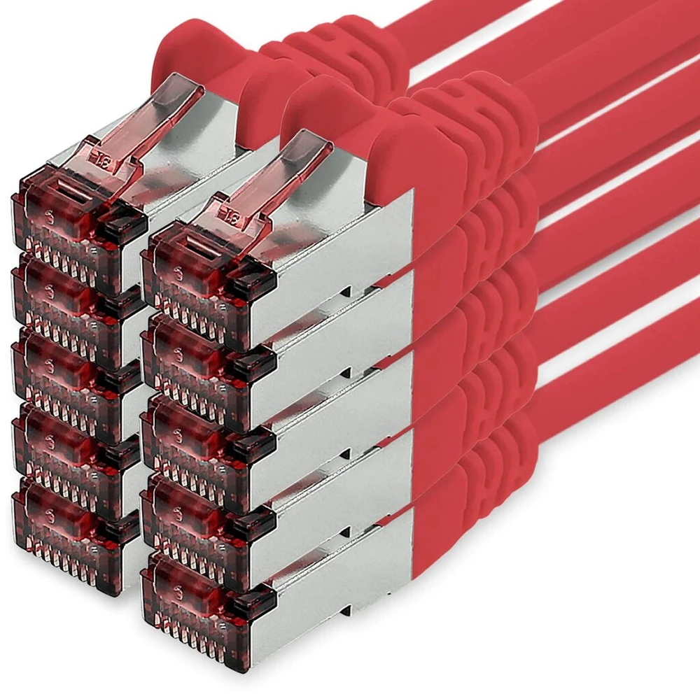 Elfcam Cat6 tinklo kabelis 10x 0.5m raudonas Ethernet Lan Sftp