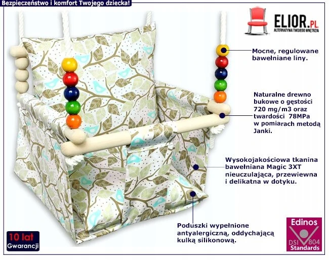 Elior Vaikiškos medinės sūpynės-lizdelis "sparrows"