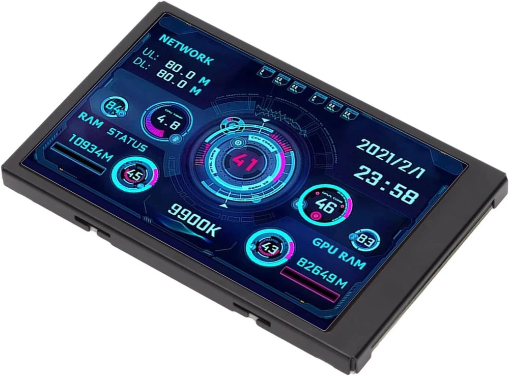Elprico 3.5 colių Ips Usb mini ekranas, Aida64 Pc Cpu Ram duomenų monitorius, Pc jutiklių skydelio ekranas, temperatūros monitorius kompiuteriui, temperatūros stebėjimas, 360° pasukimas, energijos taupymas