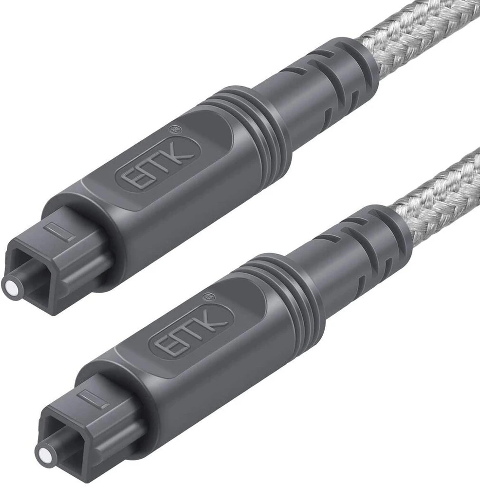 Emk toslink kabelis, optinis audio kabelis 2 m, šviesolaidinis kabelis soundbar, toslink į optinį, skaitmeninis s/pdif kabelis namų kinui, stiprintuvui tv, dvd