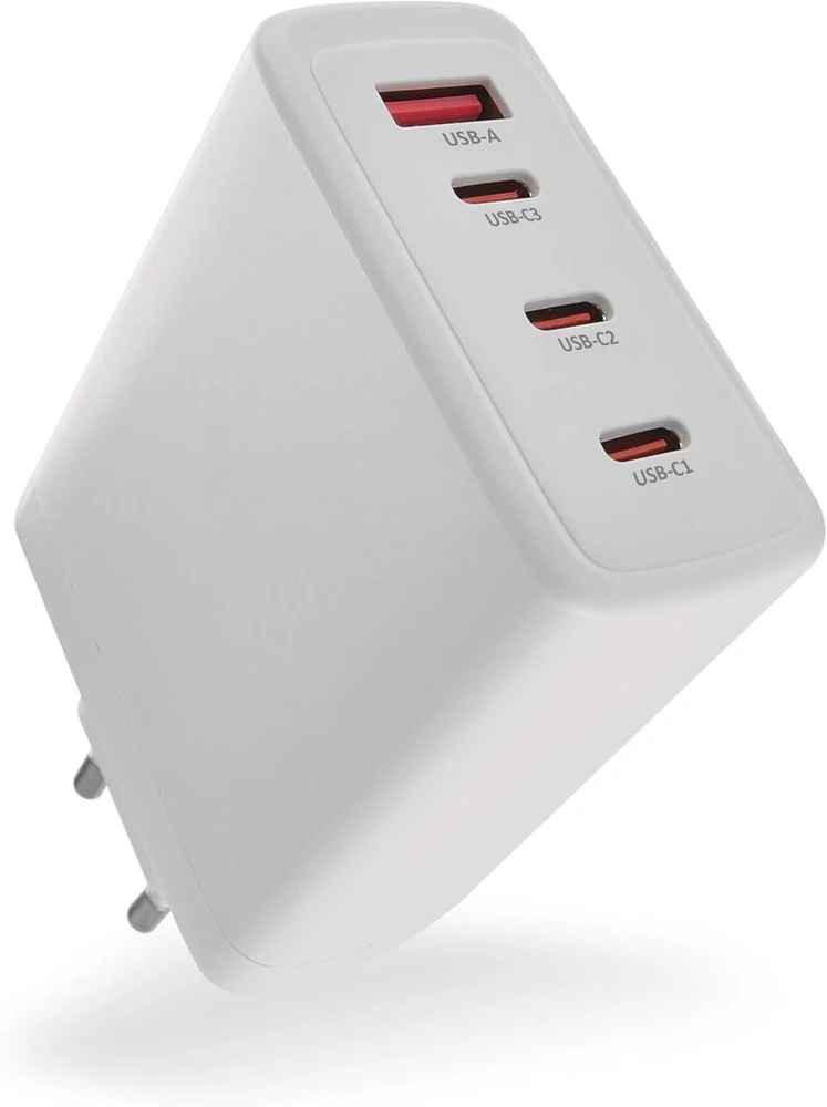 Emos - usb-a/3xc įkroviklis pd 120w - keturgubas usb maitinimo šaltinis su gan technologija - euro adapteris usb-c+a - 120w usb įkrovimo kištukas powerdelivery mobiliajam telefonui, planšetiniam kompiuteriui, nešiojamam kompiuteriui - 5-21 v, maks. 5 a