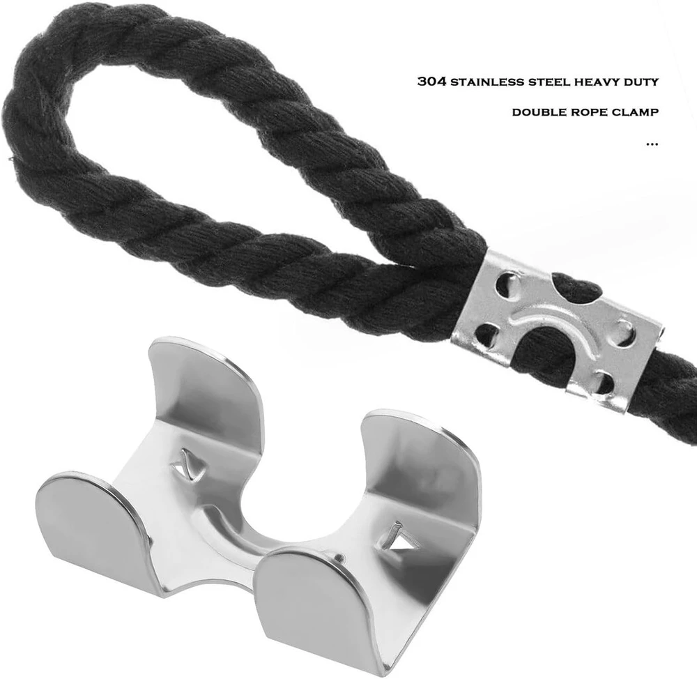 Emsea didelio atsparumo dvigubi lynų spaustuvai, 304 nerūdijantis plienas, dydis 40 mm x 22 mm, skirti 10 mm–12 mm skersmens lynams, universalūs lynų stūmimo spaustukai, 10 vnt.