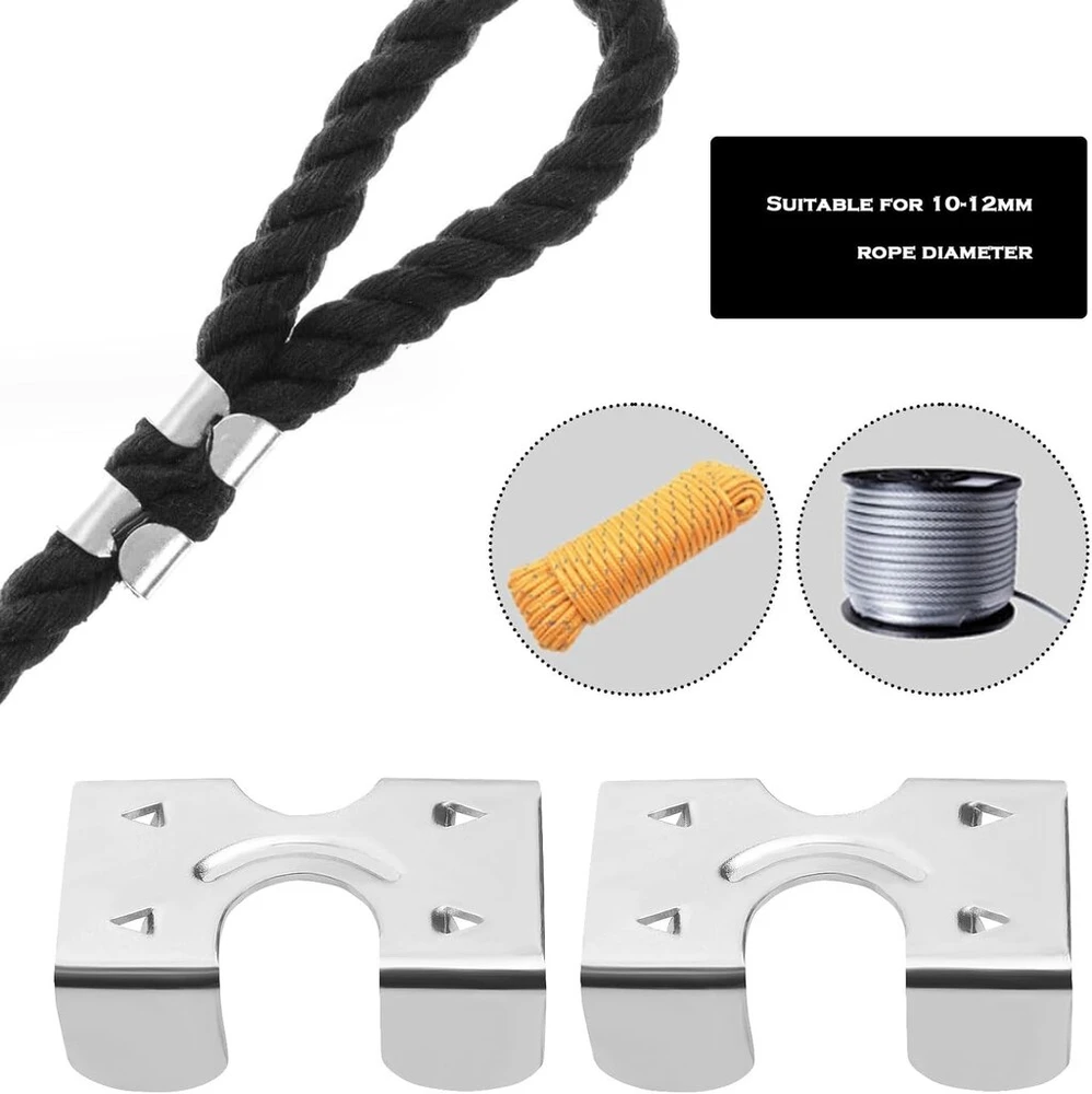 Emsea didelio atsparumo dvigubi lynų spaustuvai, 304 nerūdijantis plienas, dydis 40 mm x 22 mm, skirti 10 mm–12 mm skersmens lynams, universalūs lynų stūmimo spaustukai, 10 vnt.