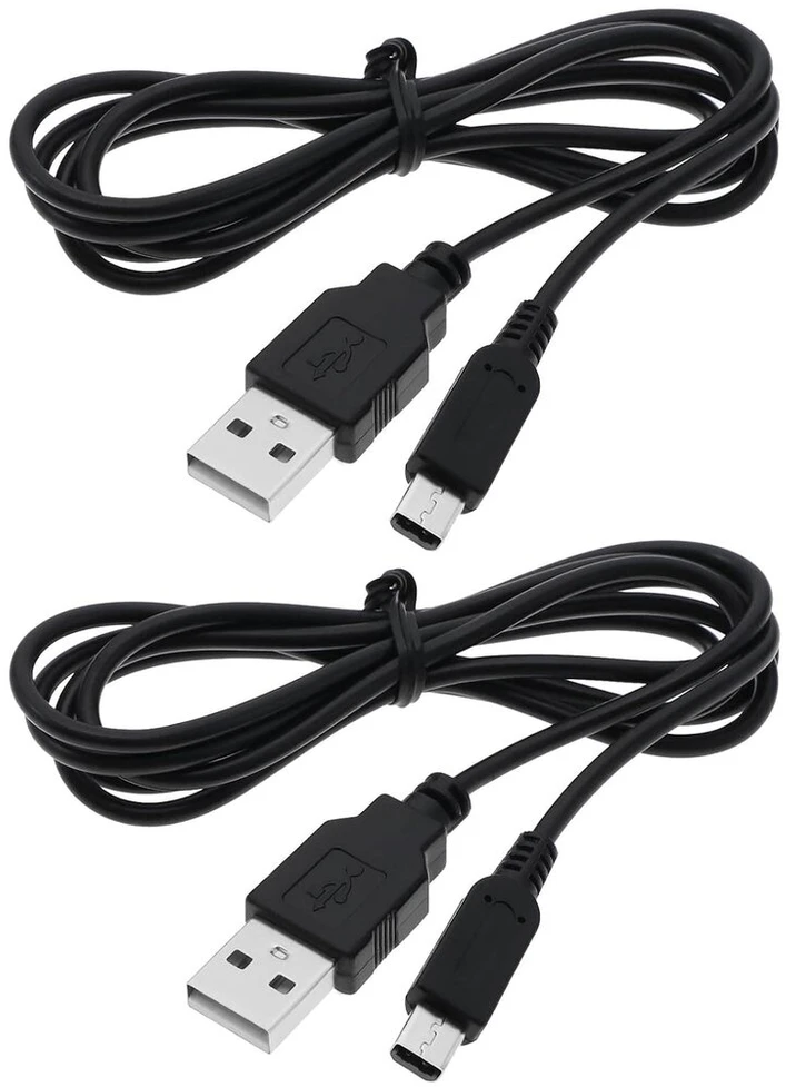 Emsea usb įkrovimo kabelio pakeitimas, suderinamas su nintendo dsi/3ds/3ds xl/new 3ds/new 3ds xl/3ds ll usb įkrovimo kabeliu, juodas, 2 vnt.