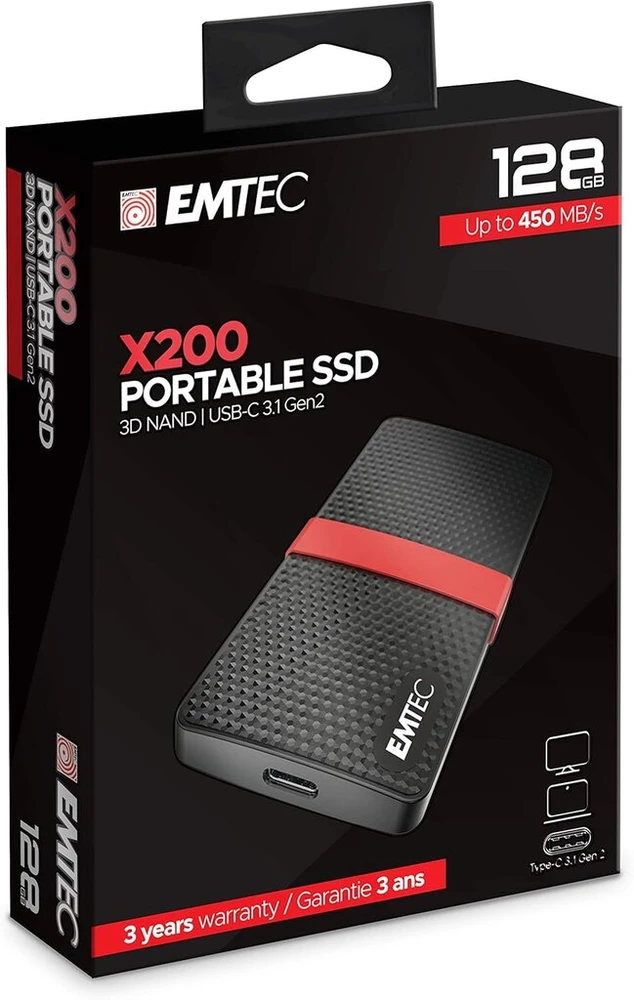 Kietasis diskas Emtec Ssd 3.1 Gen1 x200 128gb Portable