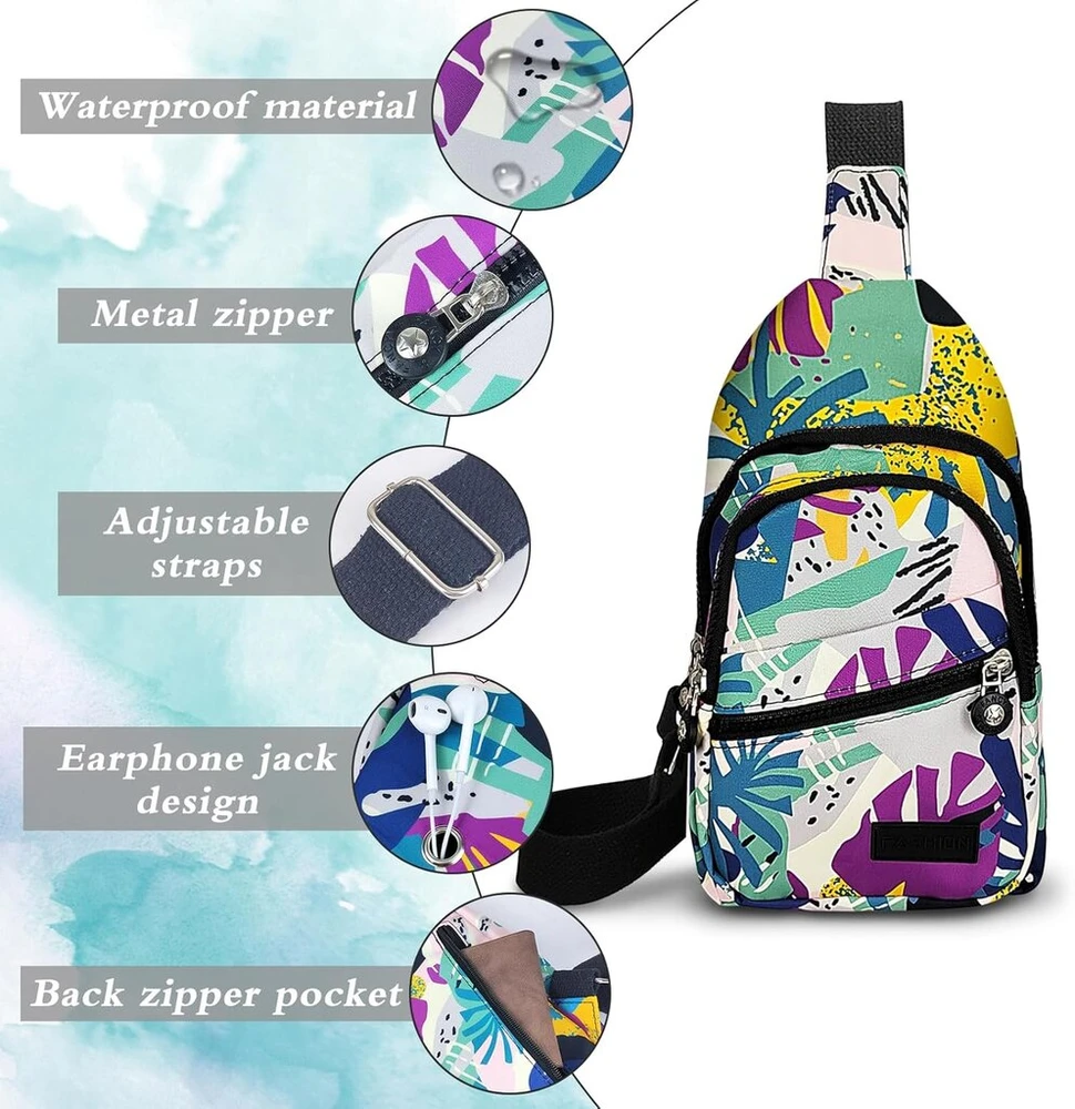 Energather krūtinės krepšys, nailoninė sling tipo rankinė, crossbody rankinė moterims, lengvas kelioninis sling tipo krepšys vyrams su daug kišenių, krūtinės krepšys stovyklavimui, važinėjimui dviračiu, vaikščiojimui, bėgiojimui