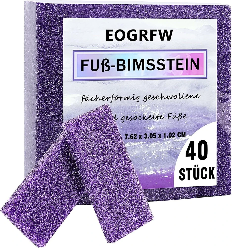 Eogrfw pemza nuospaudų valiklis - 40 vnt. dvipusių pėdų priežiūros pemzų rinkinys - pagalvėlės pėdoms, kūnui ir rankoms (violetinė)