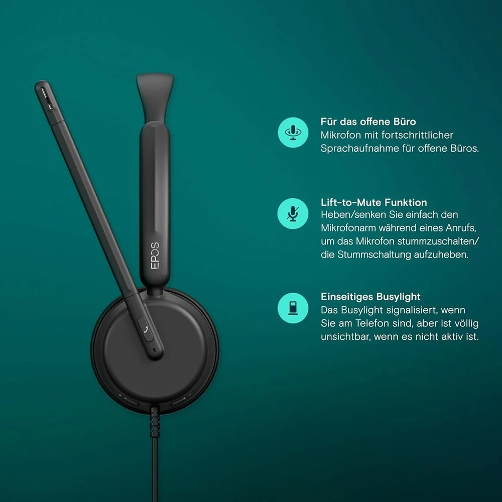 Epos Impact 430 Mono On-ear laidinės Usb-c ir Usb-a ausinės su triukšmą slopinančiu mikrofonu, Plug ir Play, aukštos kokybės garsas, lengvas dizainas, skirtos nuotoliniam darbui, skambučiams biure ir „zoom“ susitikimams