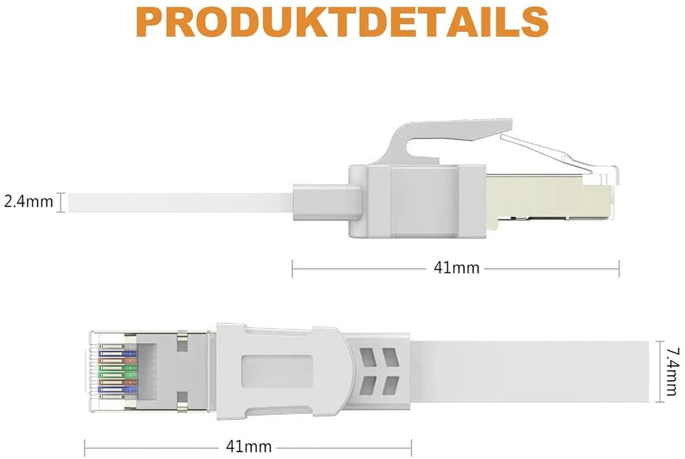 Ercielook Cat8 tinklo kabelis, 10 vnt., 0.15 m, 40 Gbps
