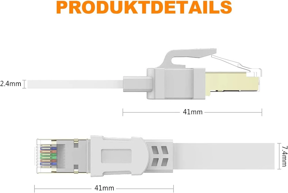 Ercielook Cat8 tinklo kabelis 40m, 40gbps, plokščias, lauko/vidaus