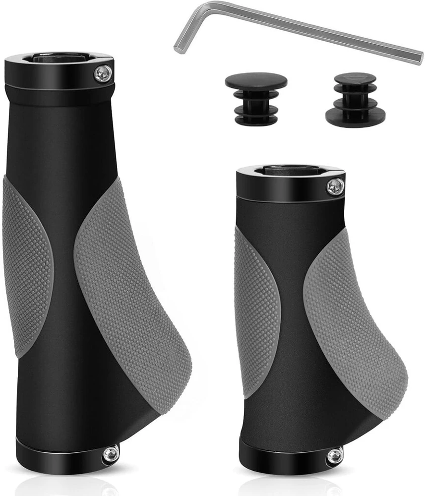 Ergonomiškos dviračio rankenos 22,2 mm vairui, mtb rankenos neslystančios su dvigubo užrakto dizainu, tinka trekingo dviračiui / kalnų dviračiui / plento dviračiui