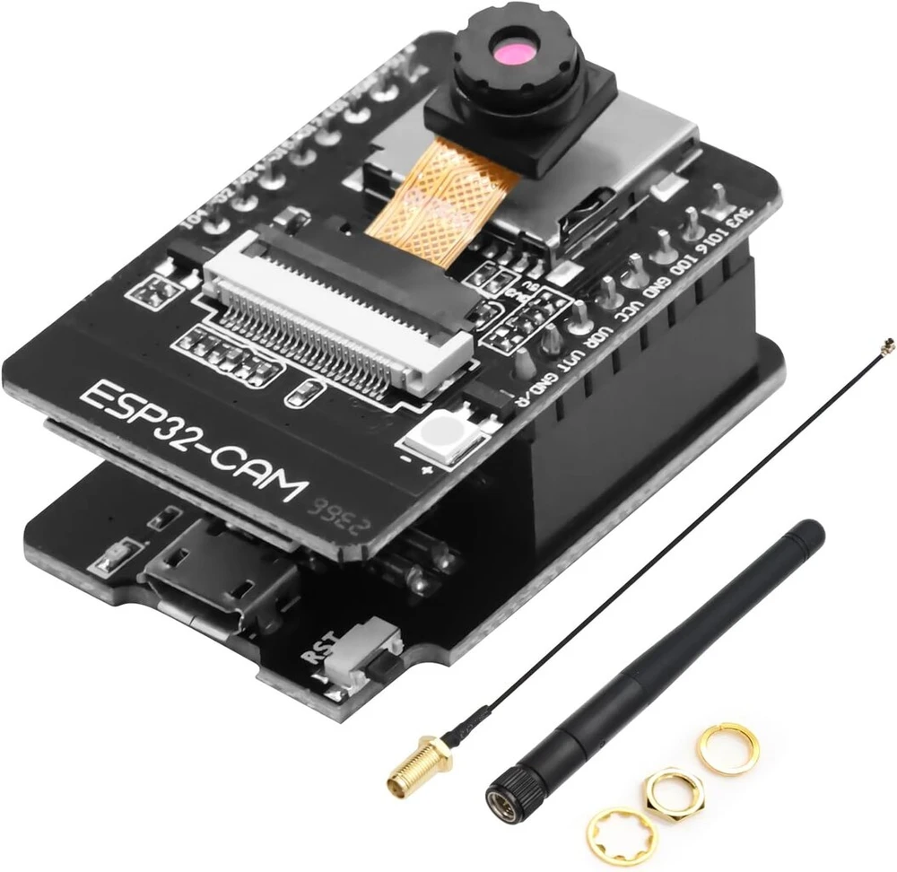 Esp32-cam wifi bluetooth modulis binghe esp32-cam kūrimo plokštė su ov2640 kamara moduliu + 2.4g išorinė antena + esp32-cam-cm programavimo modulis su mini usb suderinamas su arduino