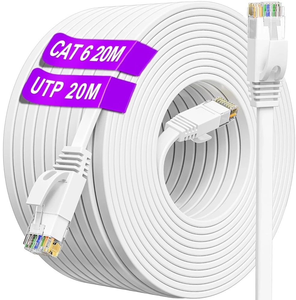 Ethernet kabelis Cat 6, 20m, plokščias, didelės spartos tinklo laidas Rj45