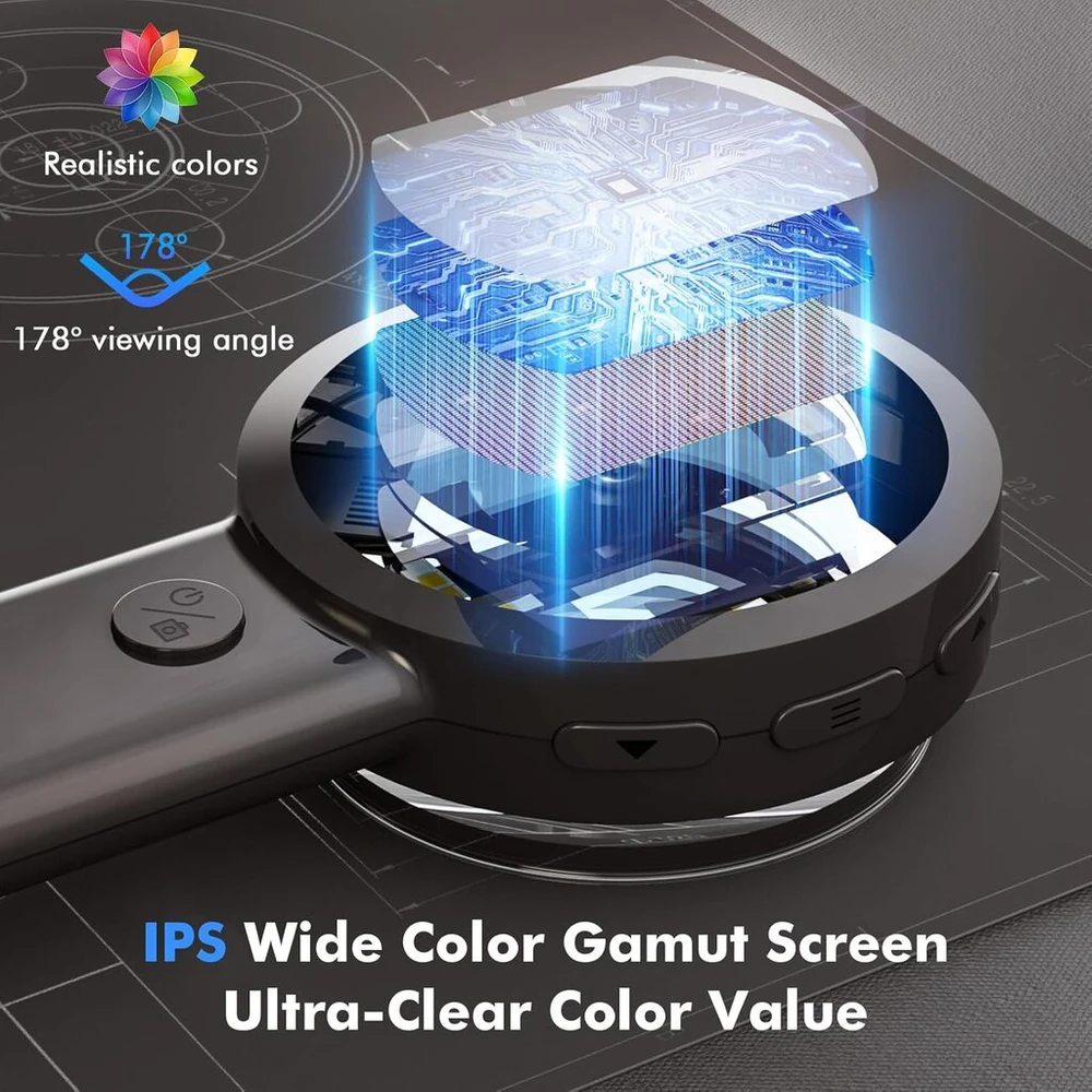 Etrobot skaitmeninis mikroskopas su 2.0 colių ips ekranu, 100x mikroskopas vaikams, kišeninis mikroskopas vaikams su 8 led, usb jungtis prie kompiuterio, juvelyro didintuvas