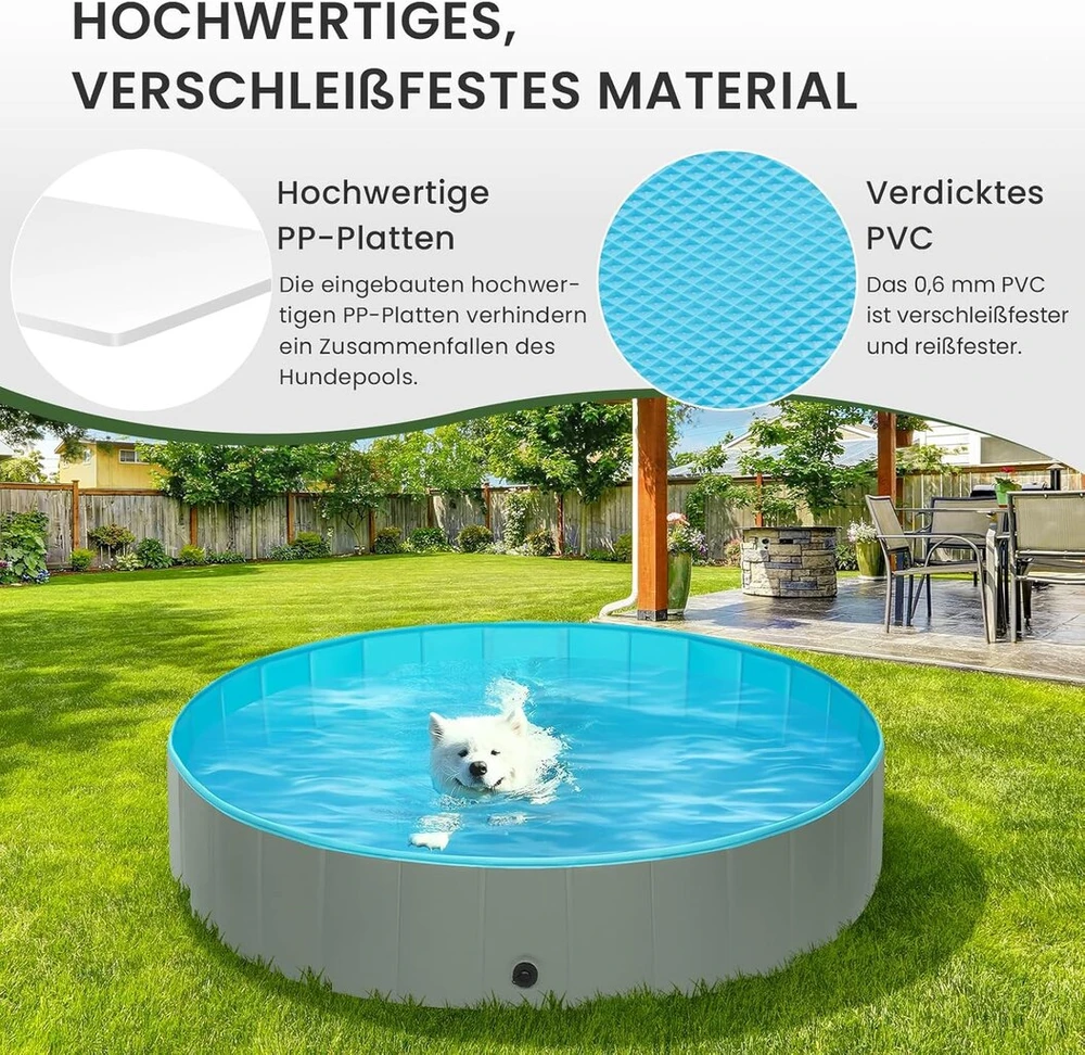 Eugad 0007gyyc baseinas šunims, 80 cm skersmens, pripučiamas baseinas, baseinas naminiams gyvūnams, vonia šunims, katėms, sulankstomas baseinas šunims, baseinas katėms, pilka/mėlyna, 80 x 20 cm / 31.49 x 7.87 coliai.