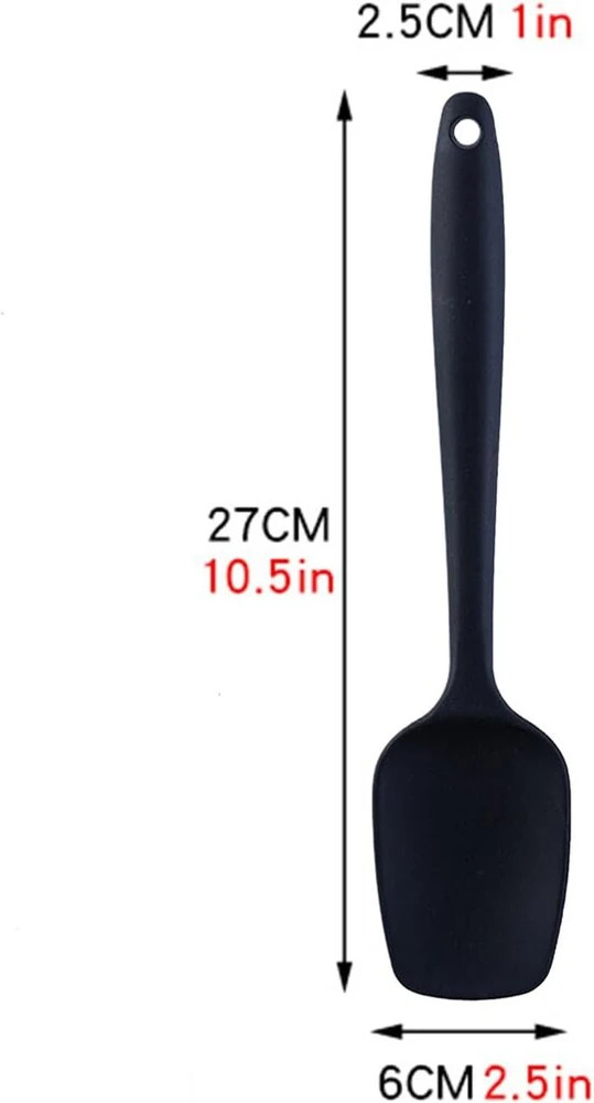 Eupneicu silikoninė mentelė [27 cm], vientisas dizainas, karščiui atspari didelė silikoninė mentelė kepimui ar gaminimui [juoda]