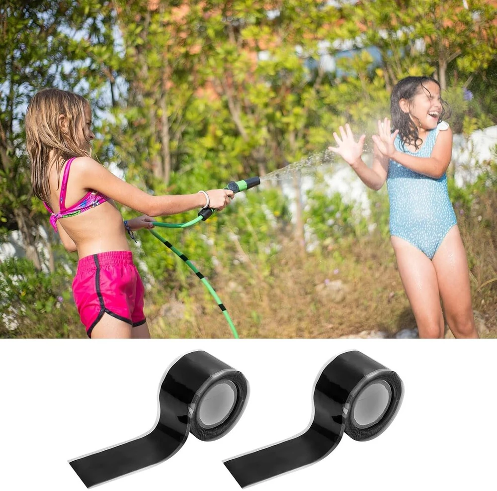 Eupsiiu 4 ritinėliai savaime sulimbančios silikoninės juostos, remonto juosta, lipni sandarinimo juosta, vandeniui atspari silikoninė juosta, vamzdžių žarnų remontui, nuotėkio sandarinimui, kabelių remontui (juoda)