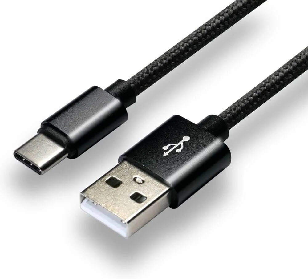 Everactive Cbb-2cb usb c tipo c nailoninis kabelis, greitas įkrovimas iki 3a, 200cm, juodas