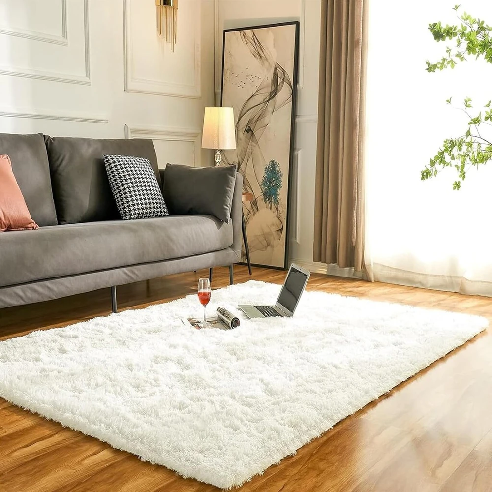 Evitany Pūkuotas Kilimas Svetainei, Plaunamas Neslystantis Kilimas Miegamajam Aukštu Plauku, Itin Minkštas Kilimas Lovai, Didelis Kilimas Valgomajam, Biurui, Poilsio Kambariui (cream, 160 x 230 cm)