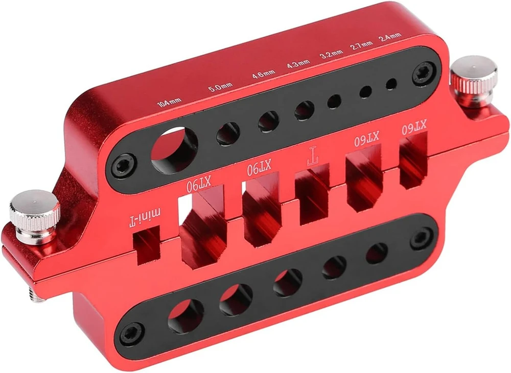 Evtscan nešiojama litavimo stotis, litavimas nuo 2,4 mm iki 10,4 mm bananų kištukui, xt60 xt90 mini t jungtis, cnc litavimo įrankių laikiklis aliuminio lydinys, skirtas rc dronų akumuliatoriams prie elektronikos