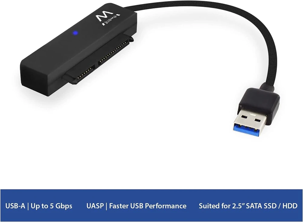 Ewent adapterio keitiklio kabelis usb 3.0/gen.1 (3.1) į sata i/ii/iii 2.5 colio ssd/hdd - juodas