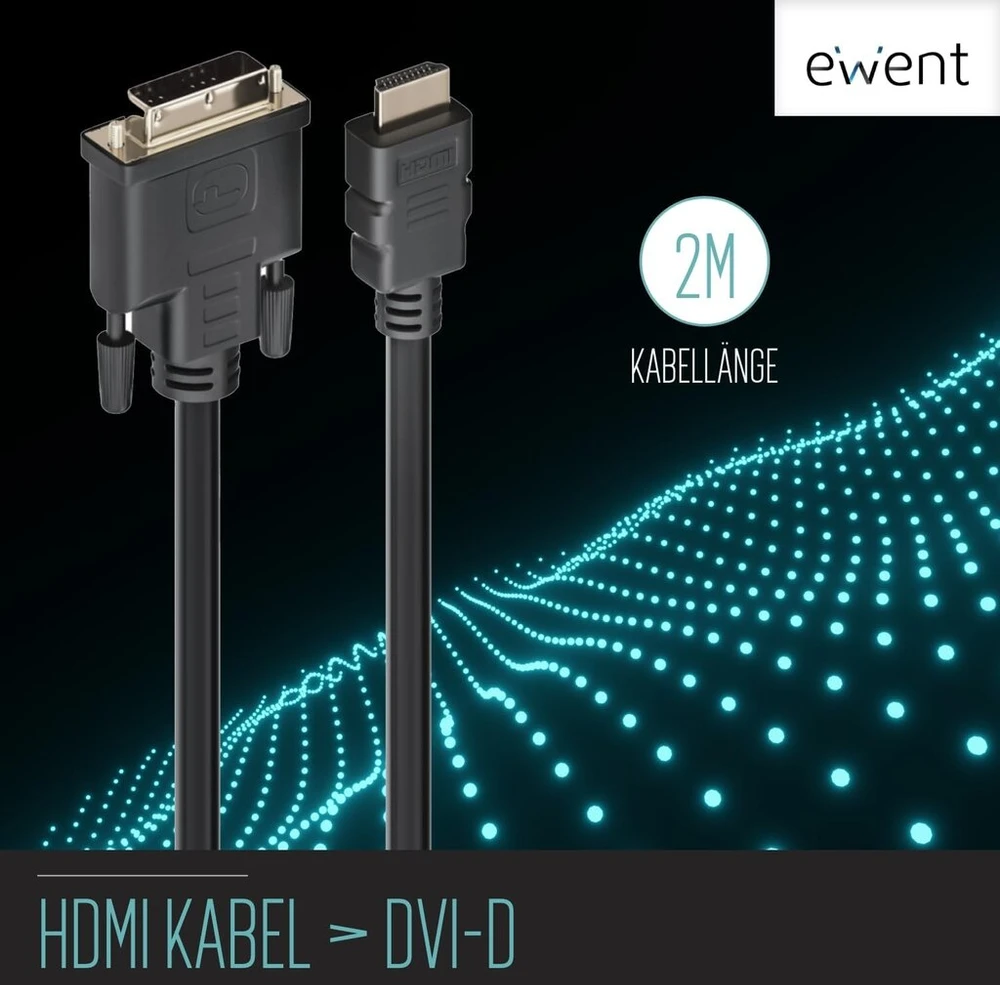 Ewent didelės spartos hdmi į dvi kabelio adapteris, full-hd 1080p, 2 metrai, juodas