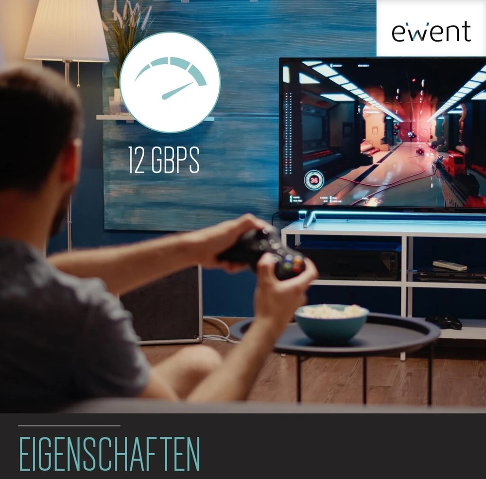 Ewent didelės spartos hdmi į dvi kabelio adapteris, full-hd 1080p, 2 metrai, juodas