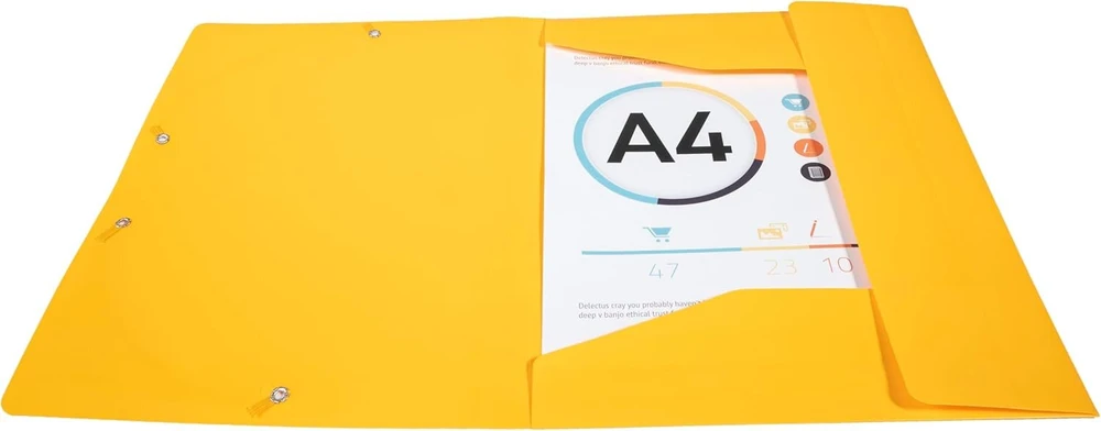 Exacompta 55909e plastikinių aplankų rinkinys su 3 vidiniais atvartais ir 2 elastinėmis juostelėmis Din A4 geltonos spalvos aplankas dokumentams, skirtas biurui ir mokyklai, 30 vnt.