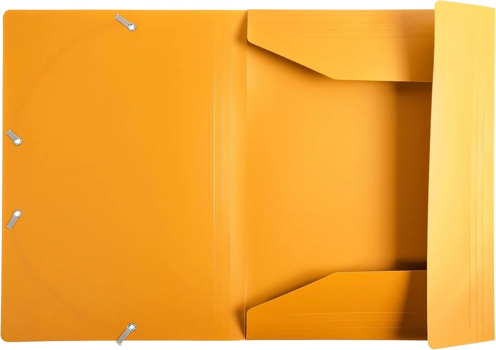 Exacompta 55909e plastikinių aplankų rinkinys su 3 vidiniais atvartais ir 2 elastinėmis juostelėmis Din A4 geltonos spalvos aplankas dokumentams, skirtas biurui ir mokyklai, 30 vnt.