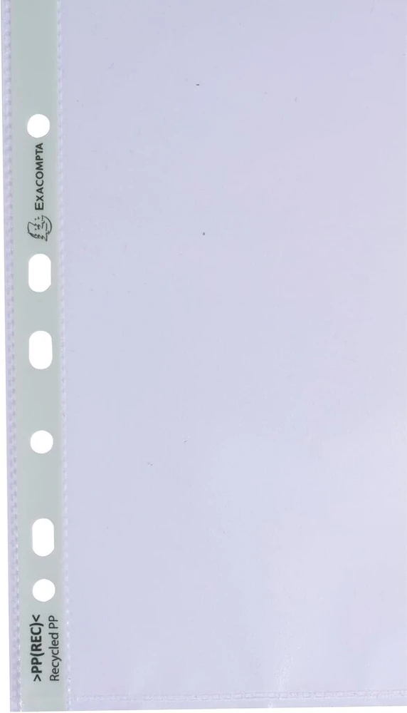 Exacompta - Ref 5320e - dėžutė su 100 perforuotų kišenių, pagamintų iš perdirbto polipropileno, storis 6/100, matmenys 23 x 30,5 cm, A4, spalva: krištolinė